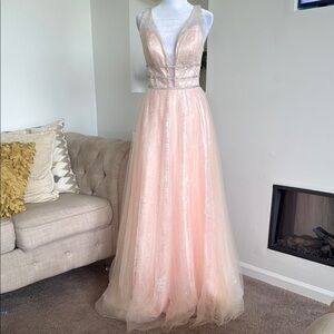 Foryoudress Elegant Peach Evening Gown